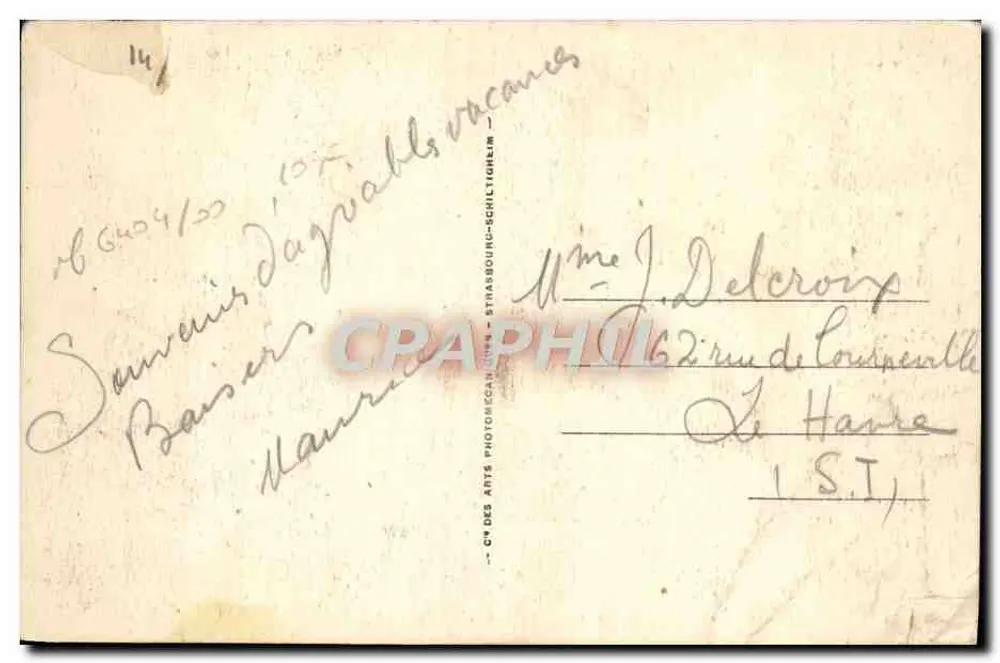 Villerville — Vue prise du Parc du Château — éditeur A.R. 27 - Rückseite