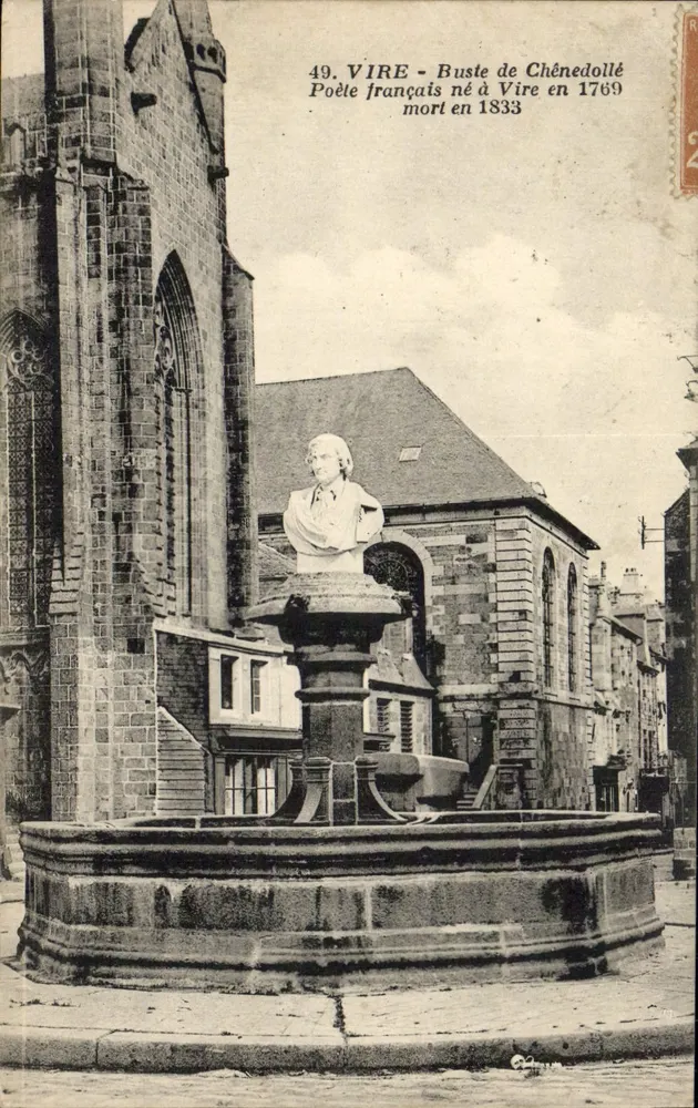 Vire - Büste von Chénédollé — französischer Dichter, geboren in Vire 1769, gestorben 1833 — Verlag Arecole, Nr. 49 - Vorderseite
