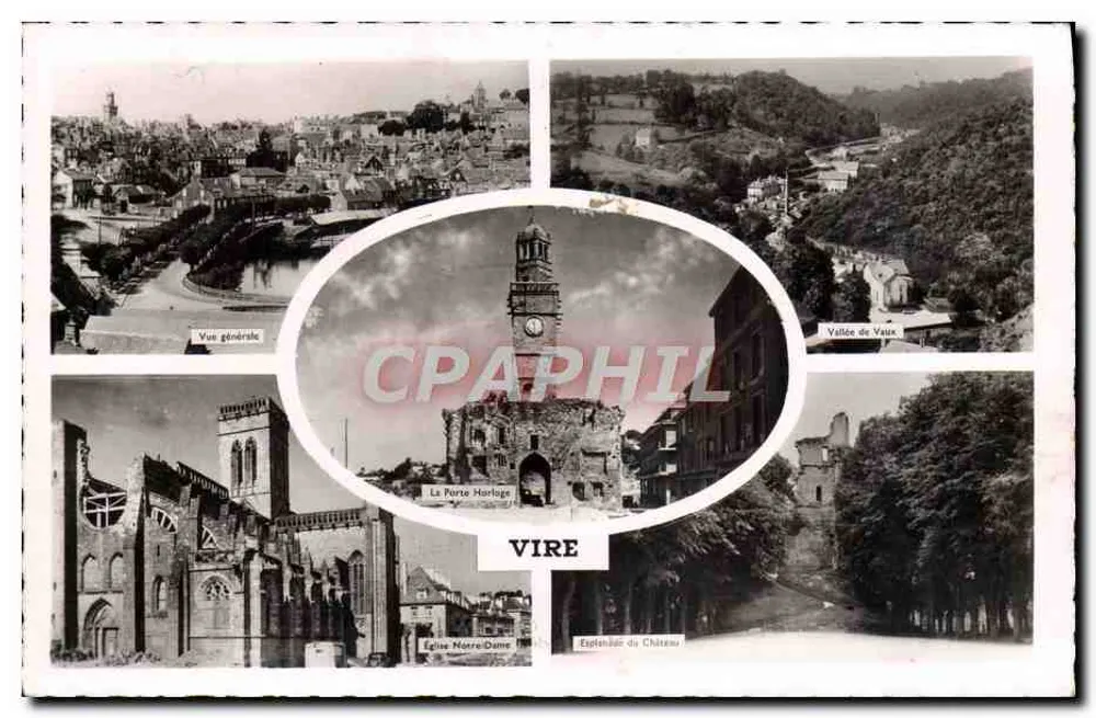 Vire — Visão geral, Igreja de Nossa Senhora, Porta do Relógio, Vale de Vaux — Edições Gaby - Frente