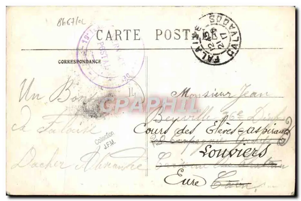 FALAISE — Die Kasernen Dumont-d'Urville — C. Jeanne, Verleger-Fotograf Falaise - Rückseite