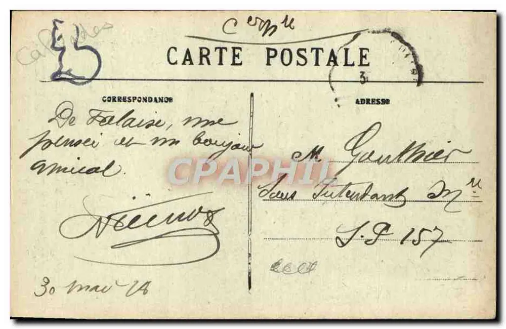 Der Mann von Falaise — Legende der Laterne — C. Journe, Verleger-Fotograf, Falaise - Deposit - Rückseite