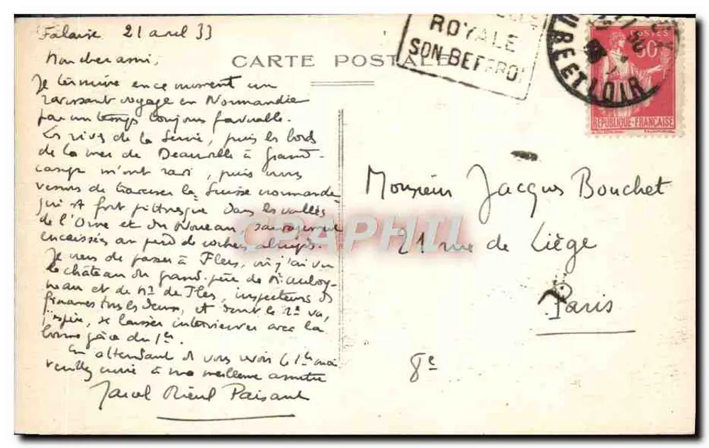 Falaise — Schloss und die Brèche Henri IV — C. Jeanne, phot. edit., Falaise - Rückseite