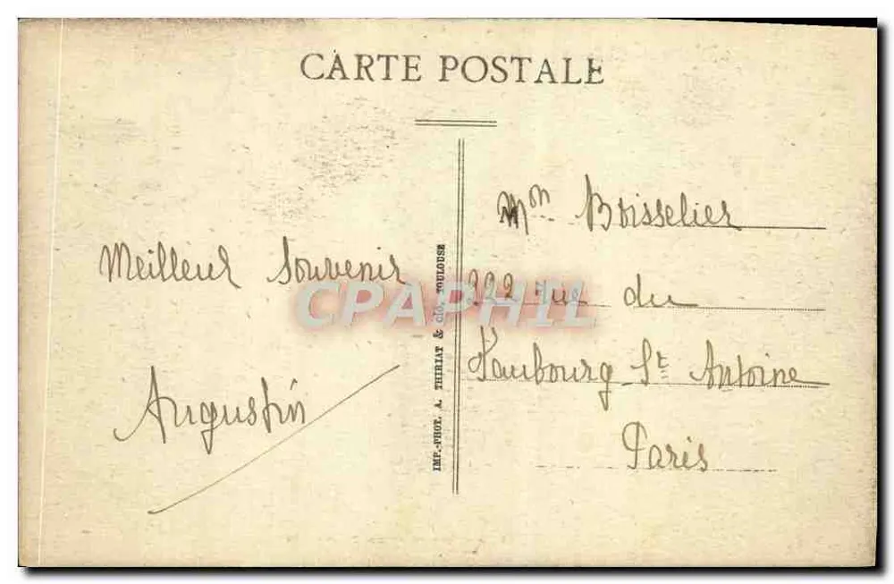 Castelo de Villers-Bocage — Les Etangs — Impr. Phot. A. Thiblat & Cie, Toulouse - Verso