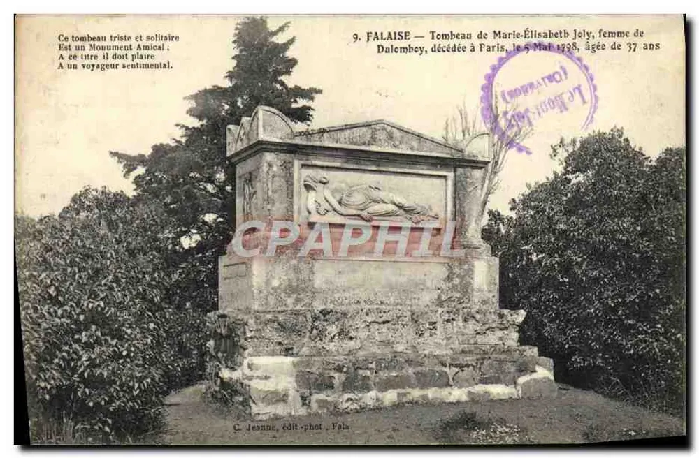 FALAISE — Grabstätte von Marie-Élisabeth Joly, Frau von Dalcemby, verstorben in Paris am 5. Mai 1798, 37 Jahre alt — C. Jeanne, Verlag-Fotograf Fals - Vorderseite