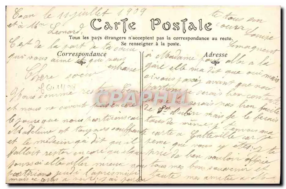 Falaise — Rue des Cordeliers — anonymer Verlag, Nr. 82 - Rückseite