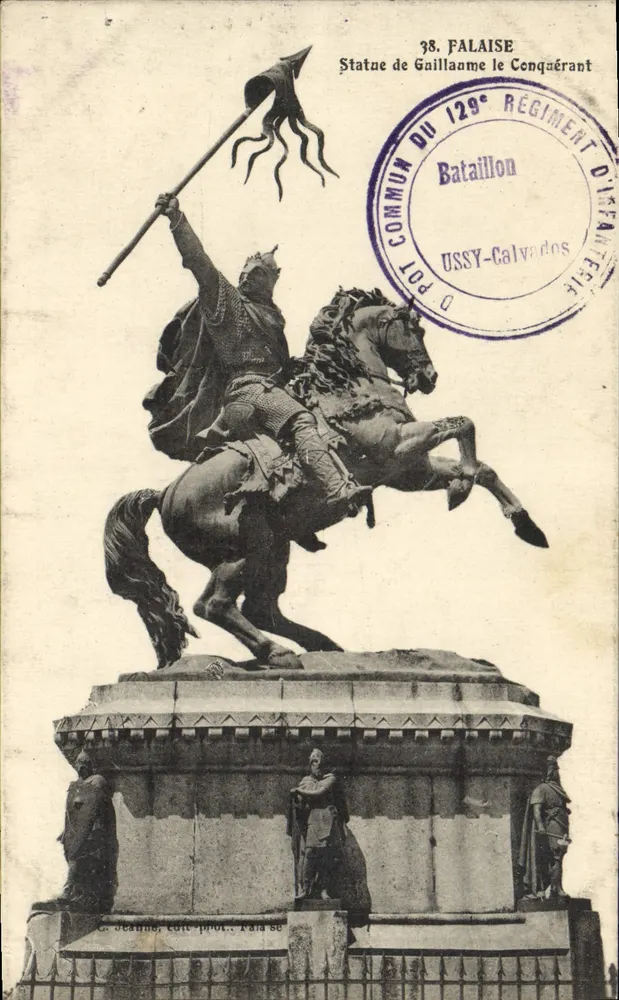 Estatua de Guilherme o Conquistador em Falaise — editor C. Jestine, fot. Falaise - Frente