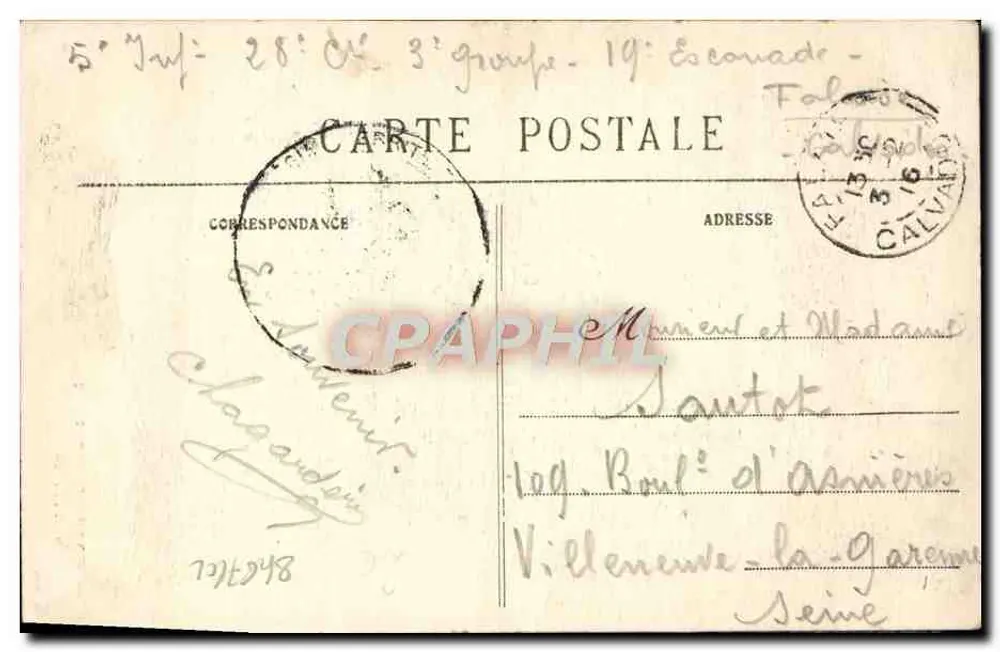 Falaise — Estátua de Guilherme o Conquistador — O. Jeanne, editor fotográfico Falaise - Verso