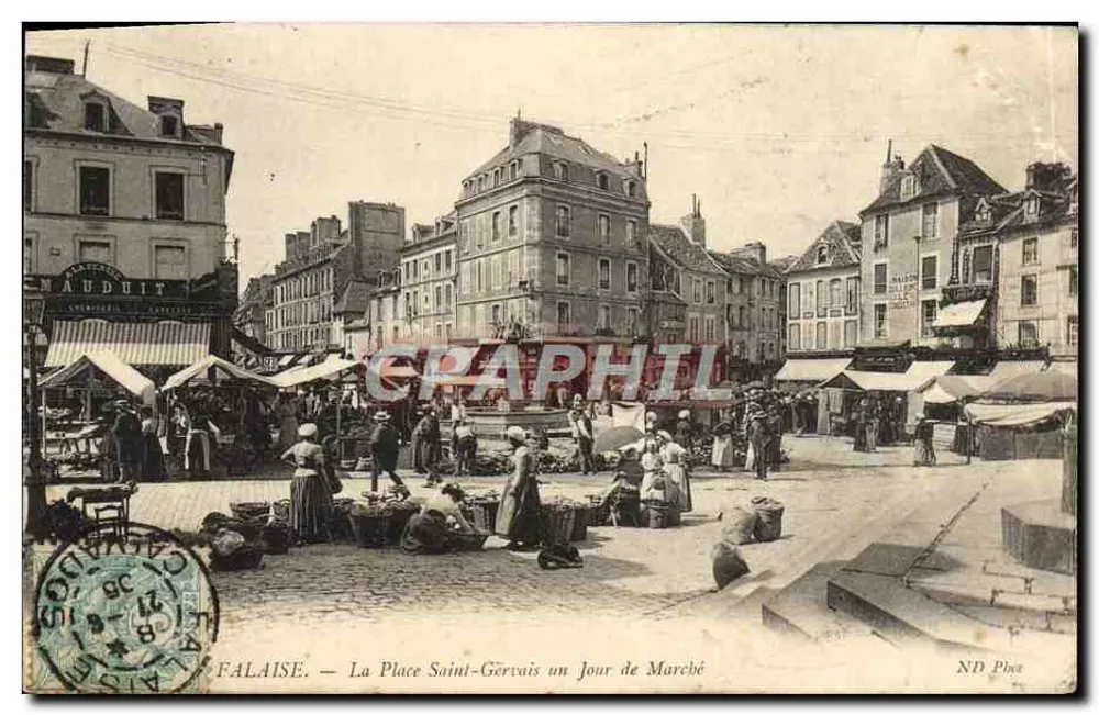 Falaise — Die Place Saint-Gervais an einem Markttag — ND Pince - Vorderseite