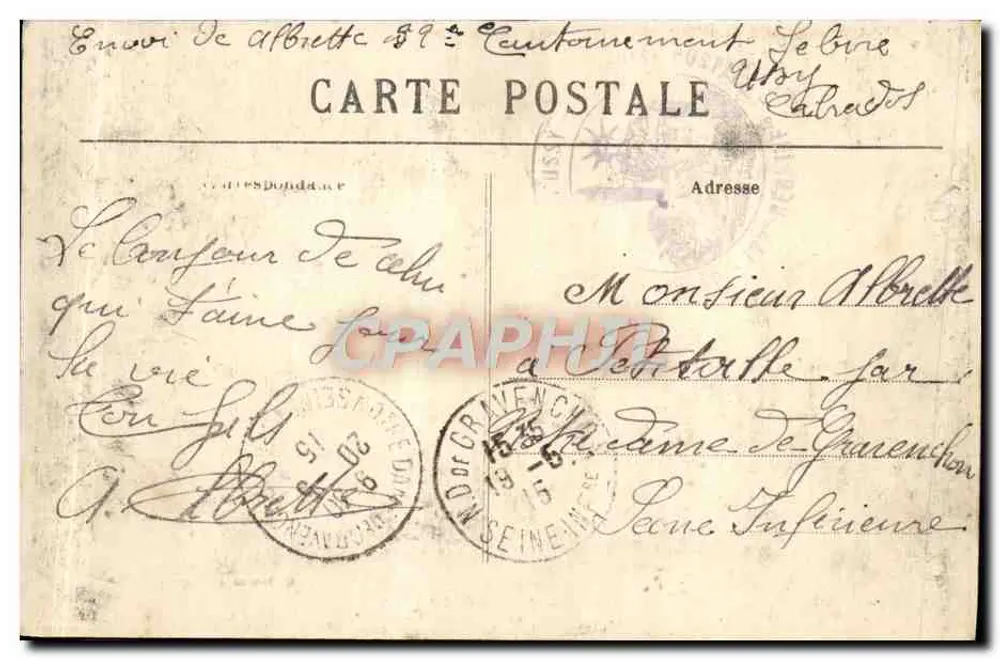 Falaise — Auberge du Ment Jolly — C. Jeanne, Verlag-Fotograf, Falaise - Rückseite