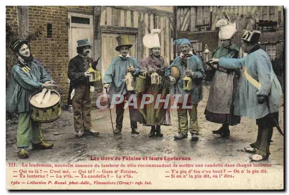 Die Männer von Falaise und ihre Laternen — III — P. Bunel, phot.-edit., Vimoutiers (Orne) — Seriennummer III - Vorderseite