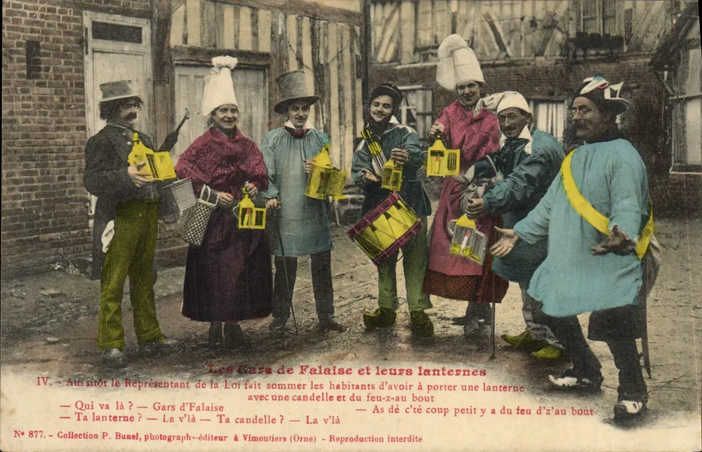 Die Leute von Falaise und ihre Laternen — IV. — Sammlung P. Bunel, Fotograf-Verleger in Vimoutiers (Orne) — Nr. 877 - Vorderseite