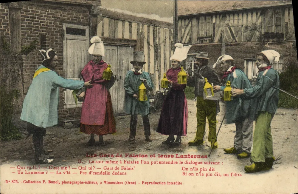 Die Jungen von Falaise und ihre Laternen — Sammlung P. Bunel, Fotograf-Verleger, in Vimoutiers (Orne) — Nr. 875 - Vorderseite