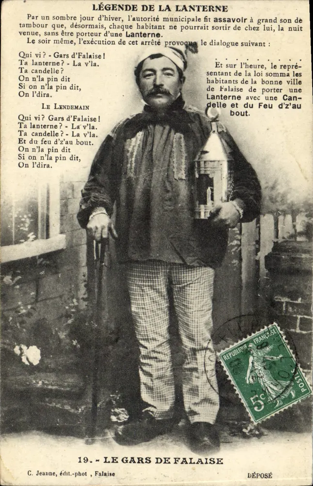 Der Mann von Falaise — Legende der Laterne — C. Jeanne, Verlag-Fotograf, Falaise - Vorderseite