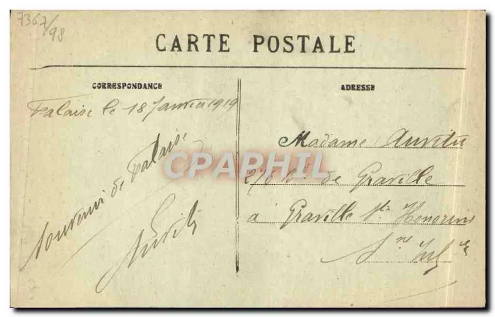 Le Gars de Falaise — Legende der Laterne — C. Jeanne, Verleger-Fotograf, Falaise - Deposit - Rückseite