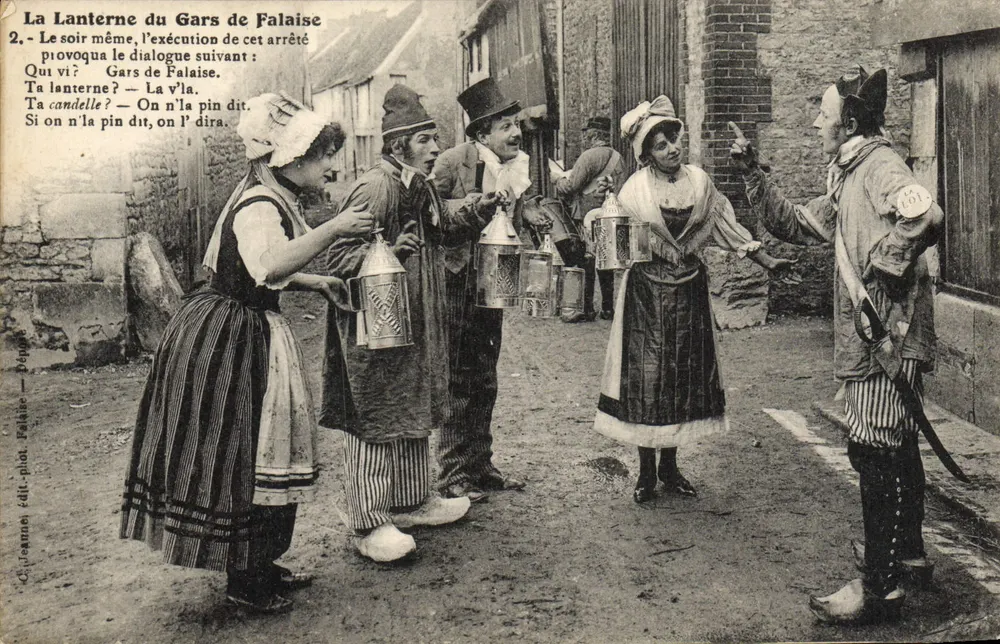 Die Laterne des Mannes aus Falaise — Karnevals-Szene — Verlag C. Jeanne, Einlage - Vorderseite