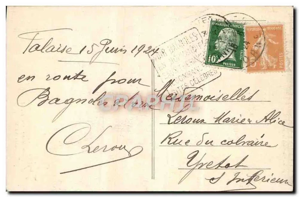 Estatua de Guilherme o Conquistador em Falaise — editor Jeanne, n°38 - Verso