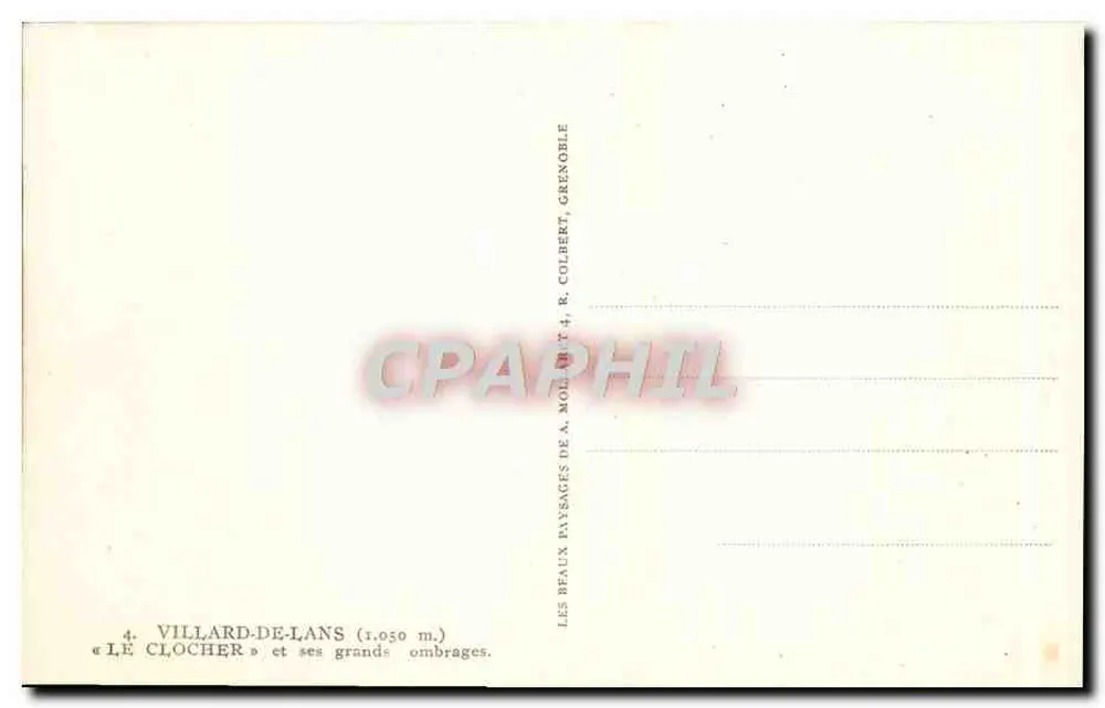 Villard-de-Lans — Le Clocher et ses grands ombrages — A. Molin & R. Colbert - Rückseite