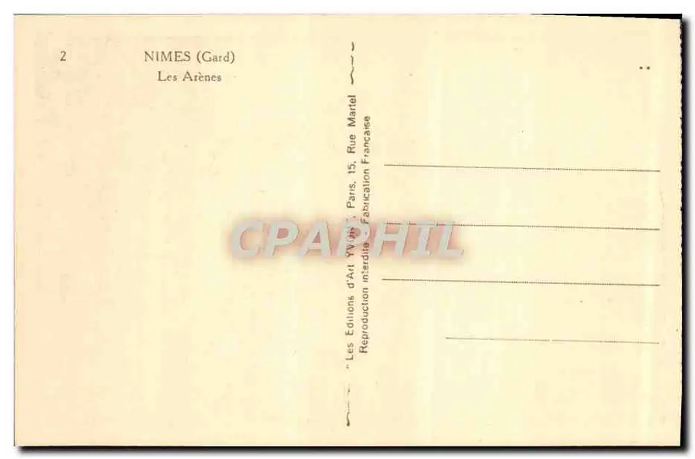 Nîmes (Gard) — As Arenas — Edições de Arte Yvon, Paris - Verso