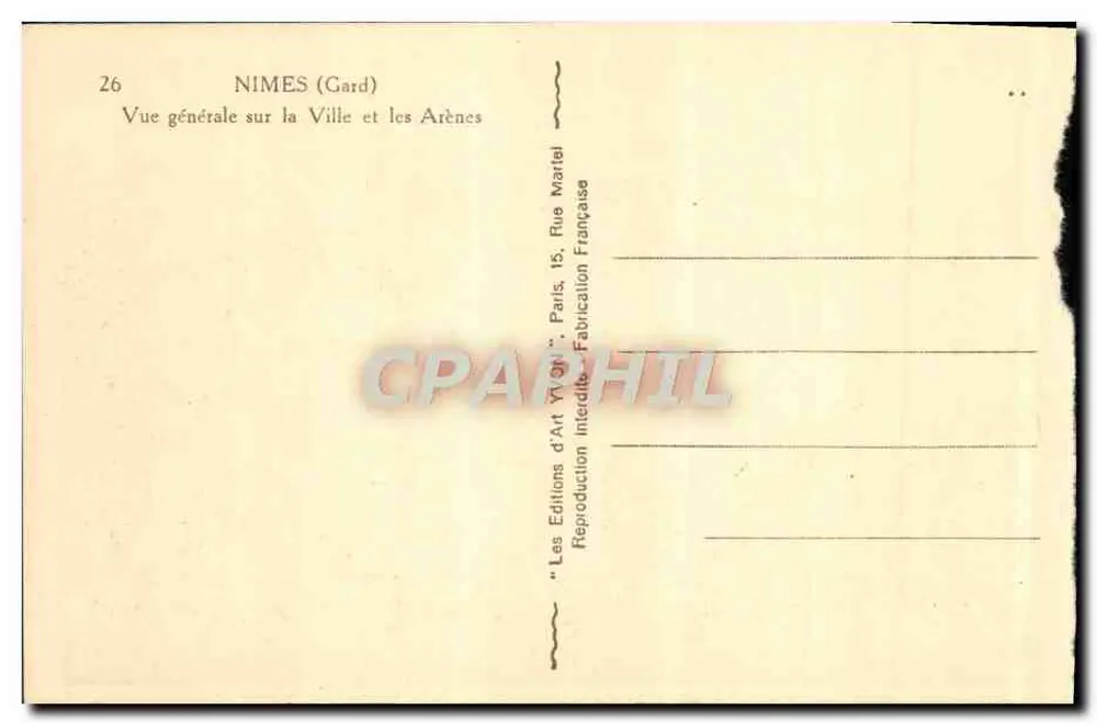 Nîmes (Gard) — Allgemeiner Blick auf die Stadt und die Arenen — Les Éditions d'Art Martel - Rückseite
