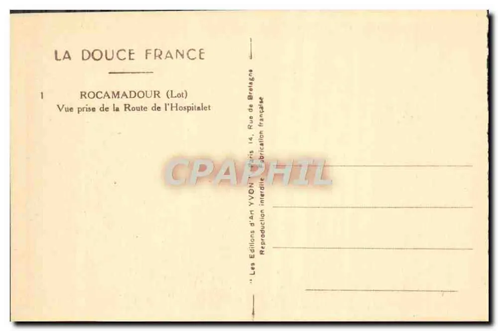 Rocamadour (Lot) — Ansicht vom Weg zum Hospitalet — Éditions d'An Yvon, Paris - Rückseite
