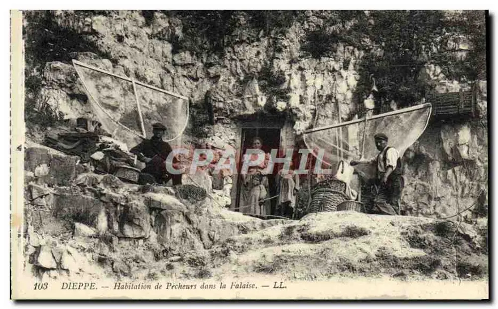 Dieppe — Wohnstätte der Fischer in der Klippe — LL. — N° 103 - Vorderseite
