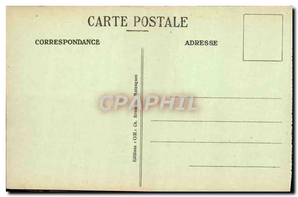 Reims (1919) — A Catedral (vista da Rue Chanzy) — Edições OR, Ch. Bruguières Matoungues - Verso