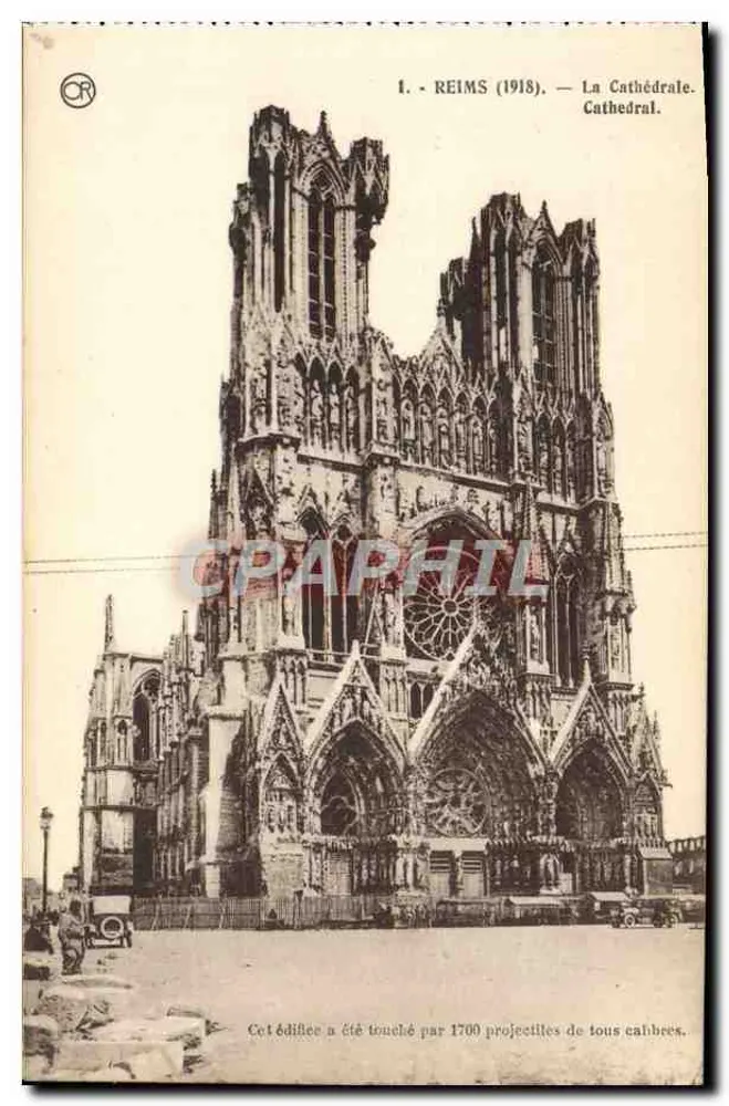 Reims (1918) — A Catedral — Editor Ch. Brunet-Matongues, n° I - Frente