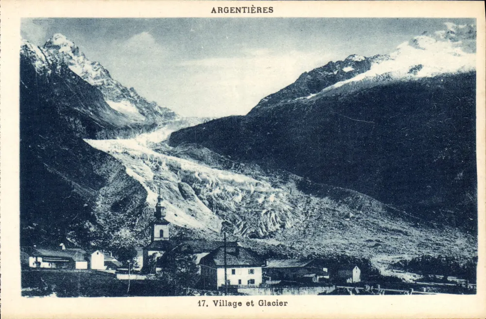 Argentières — Vila e Glacier — G. Tairras, fot.-edit. Mont-Blanc - Frente