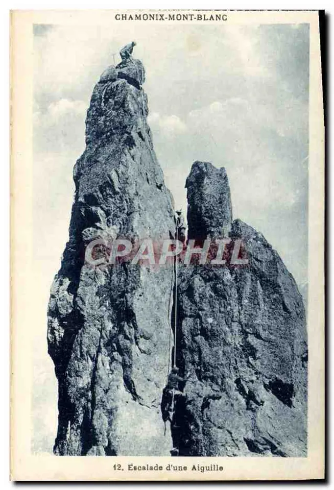 Chamonix-Mont-Blanc — Escalada de uma Agulha — G. Tairraz, fot.-edit. Chamonix-Mont-Blanc - Frente