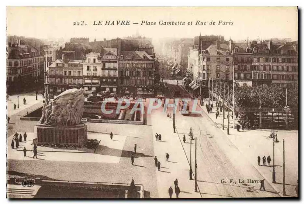 Le Havre — Place Gambetta und Rue de Paris — G. F., Le Havre - Vorderseite