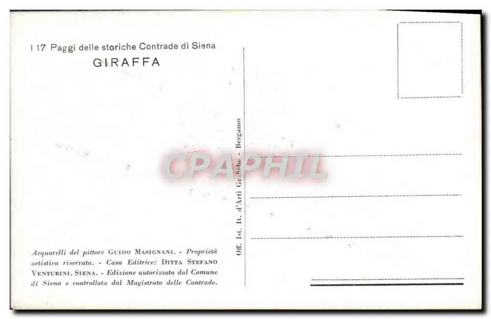 Giraffa — Siena — Édition autorisée par le Comune de Sienne - Rückseite