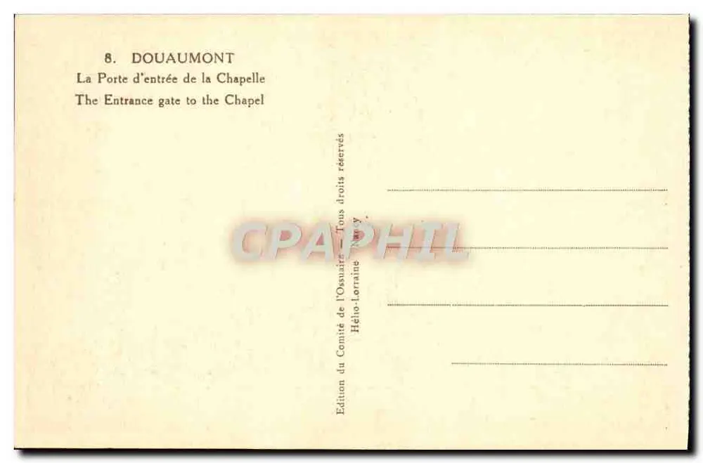 Douaumont — Kapelle — Ausgabe des Komitees des Ossuaires Hého-Lorraine - Rückseite