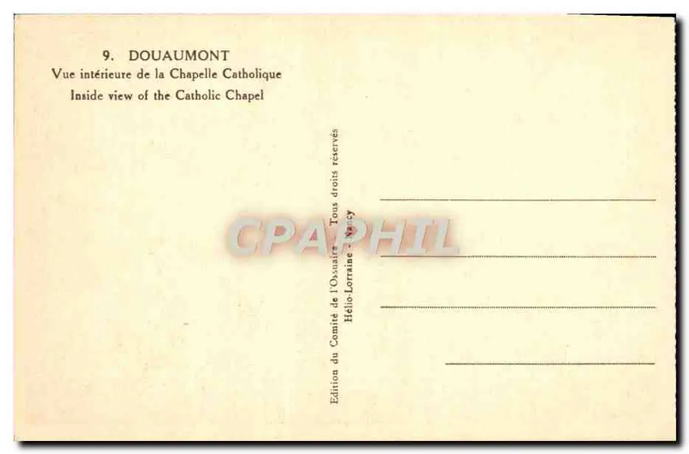 Douaumont — Katholische Kapelle — Ausgabe des Ossuar-Komitees, Nancy - Rückseite