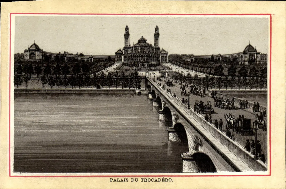 Palácio do Trocadéro — Exposição universal de 1878 — Editor não identificado, número de série não visível - Frente