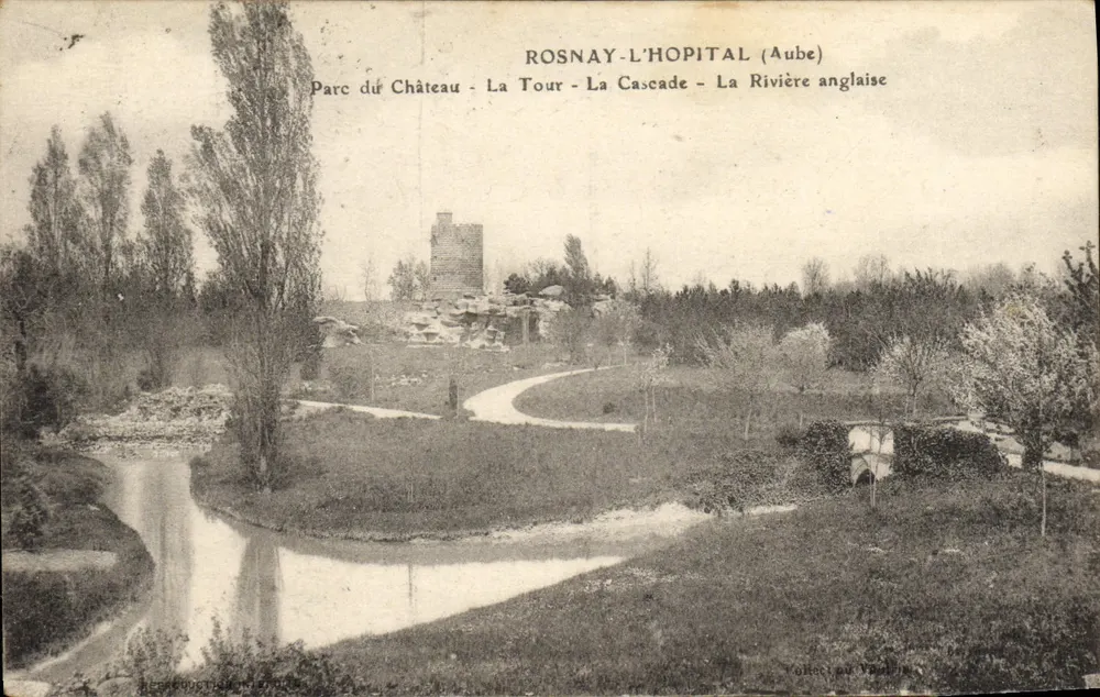 Rosnay-l'Hôpital (Aube) — Park des Schlosses, Die Turm, Die Wasserfall, Die englische Fluss — Vollect au Valentin - Vorderseite