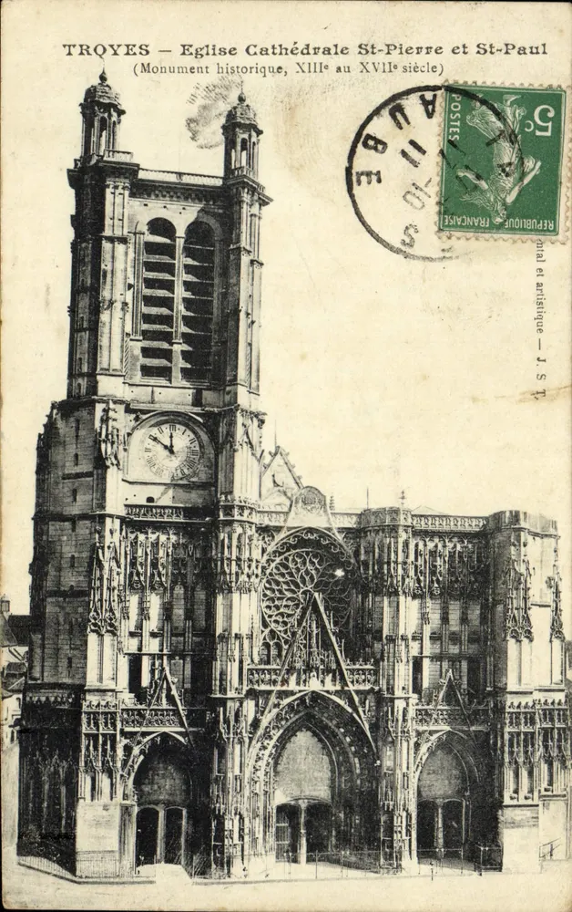 Troyes — Kathedrale St-Pierre und St-Paul — Denkmal, 13. bis 17. Jahrhundert — J.S.P. - Vorderseite