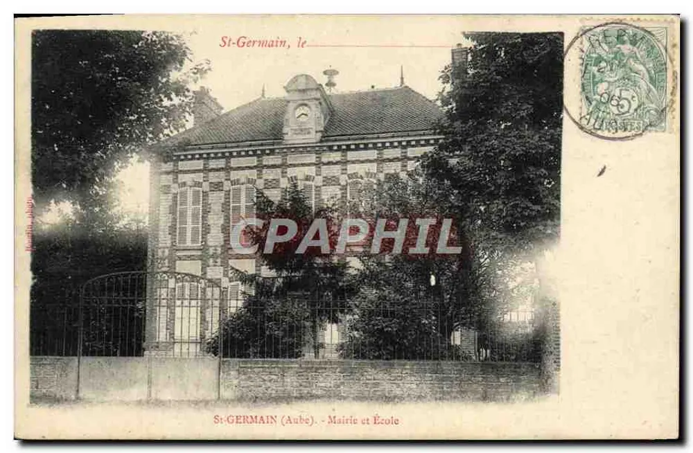 St-Germain (Aube) — Prefeitura e Escola — editor Bougille, n° 1074 - Frente