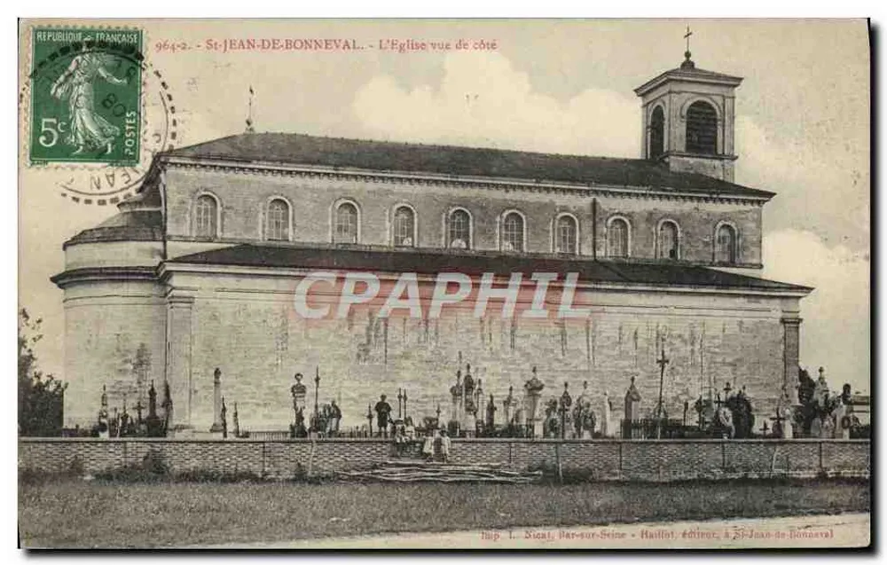 St-Jean-de-Bonneval - Die Kirche von der Seite gesehen — H. Dicat, Bar-sur-Seine, Verlag, an St-Jean-de-Bonneval - Vorderseite