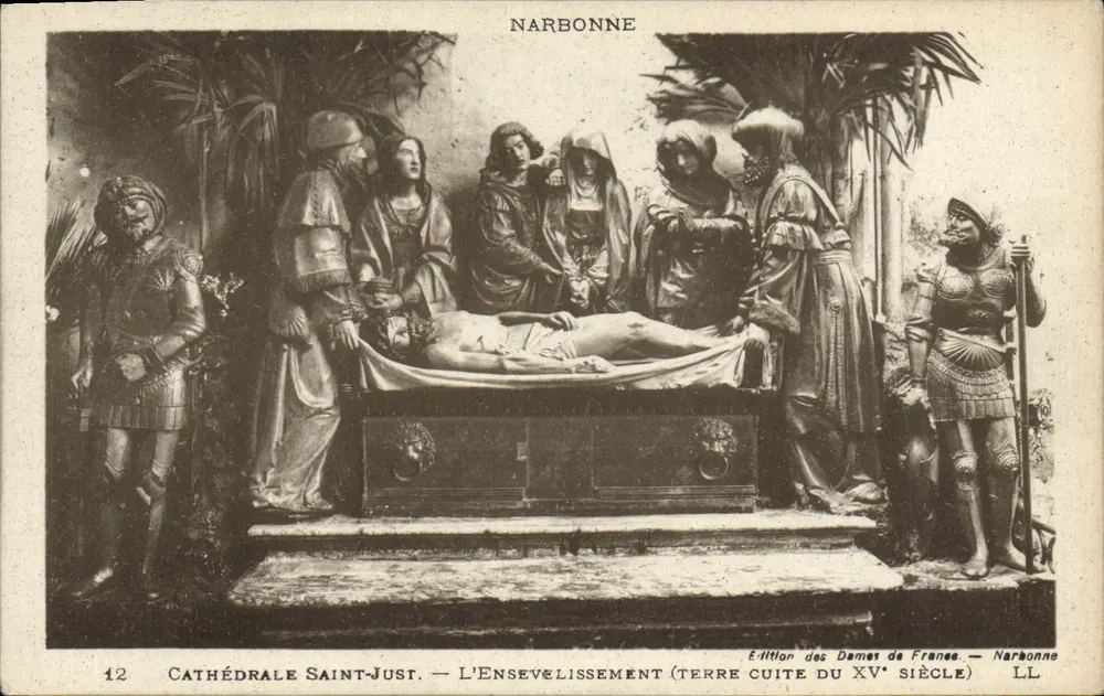 NARBONNE — Kathedrale Saint-Just — Das Begräbnis (Tonfigur aus dem 15. Jahrhundert) — Edition des Dames de France - Vorderseite