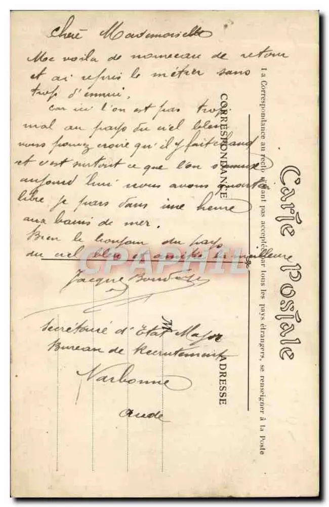 NARBONNE — A Promenade das Barcas — E. Prunot, n°12 - Verso