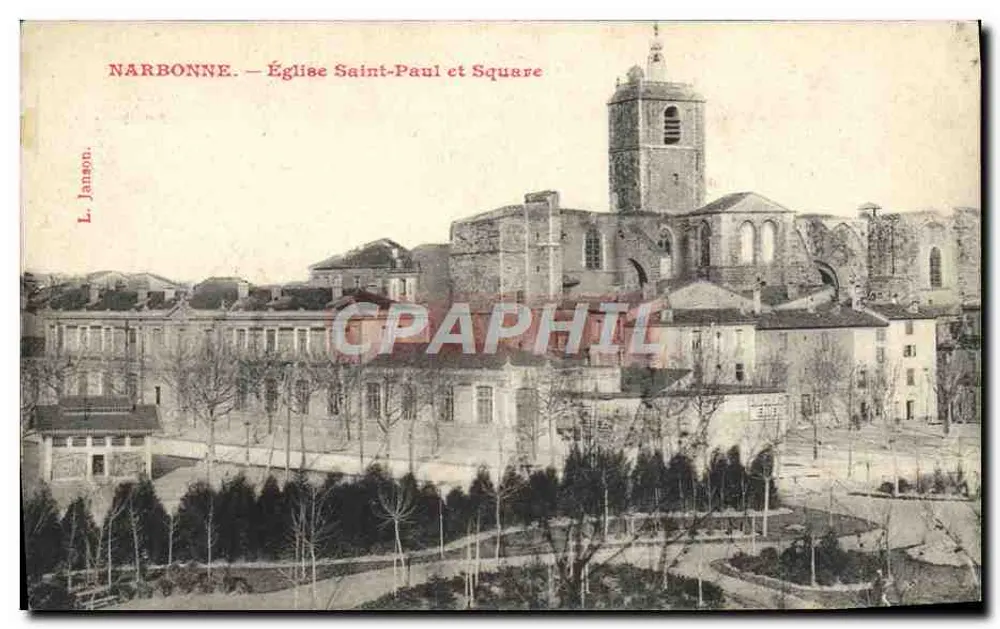 NARBONNE — Igreja de São Paulo e Praça — L. Janson - Frente