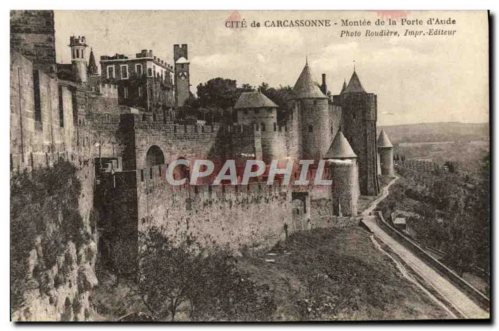 Cité de Carcassonne - Montée de la Porte d'Aude — Foto Roudière, Editora - Frente