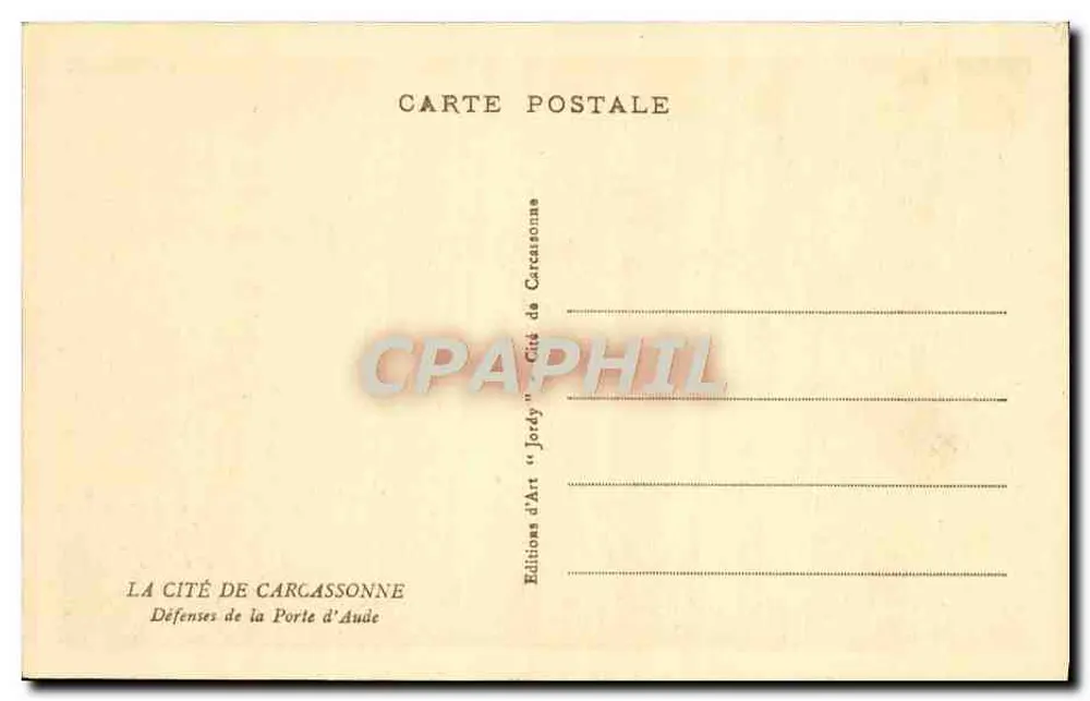 Carcassonne — Verteidigungen der Aude-Tür — Éditions d'Art "Jordy" - Rückseite
