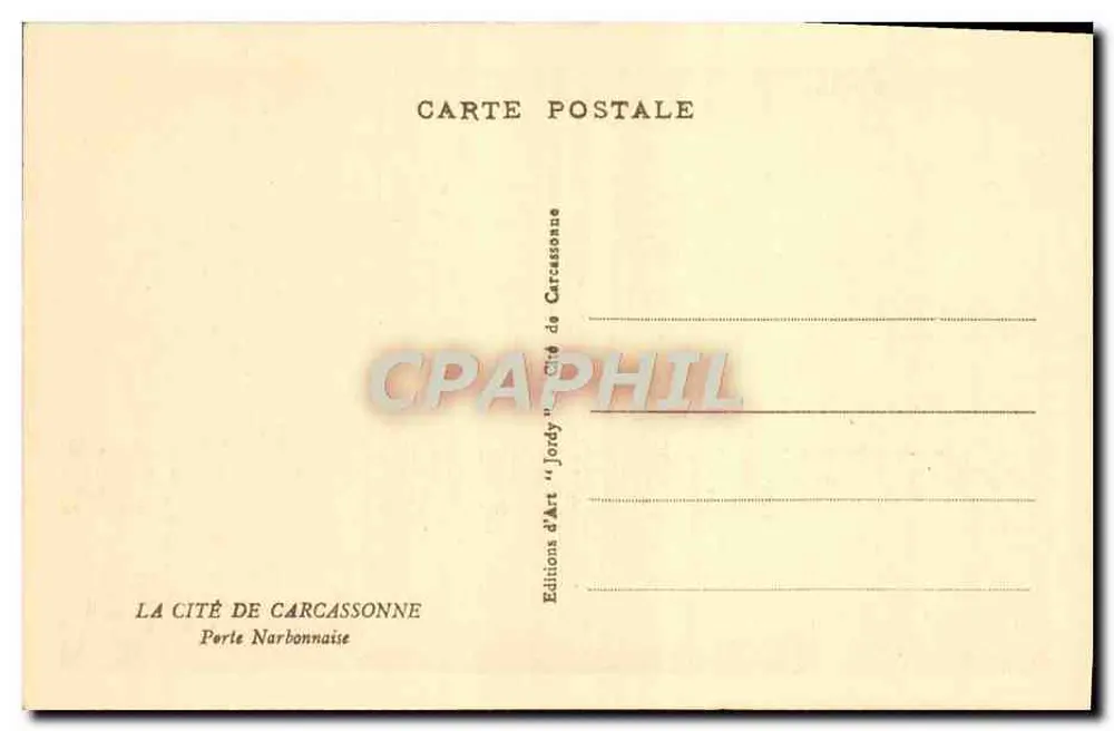 Narbonnische Pforte — Carcassonne — Kunstausgaben 'Jordy' - Rückseite