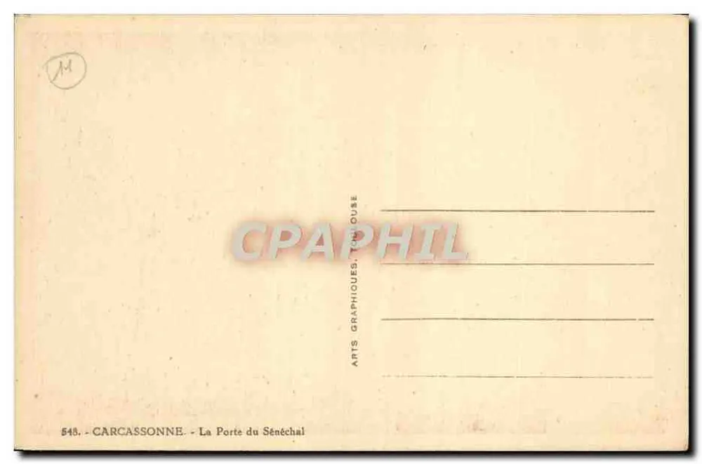 Carcassonne — A Porta do Senescal — Arts Graphiques, Toulouse - Verso