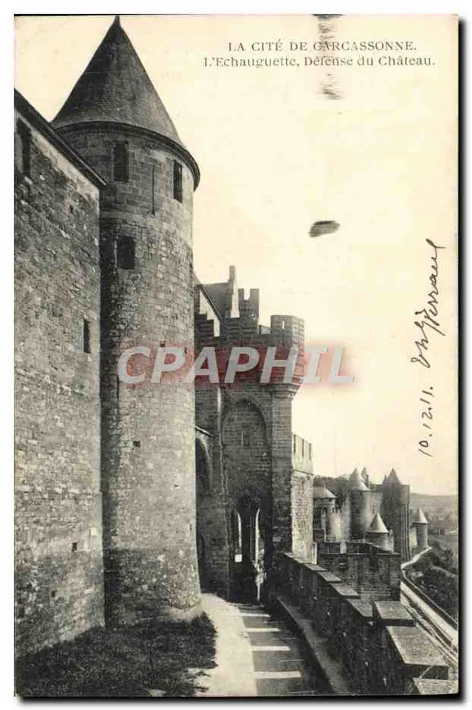 Die Stadt Carcassonne — Die Échauguette, Verteidigung des Schlosses — Verlag: Phototypie d’Art et d’Industrie du Sud-Ouest, Toulouse - Vorderseite