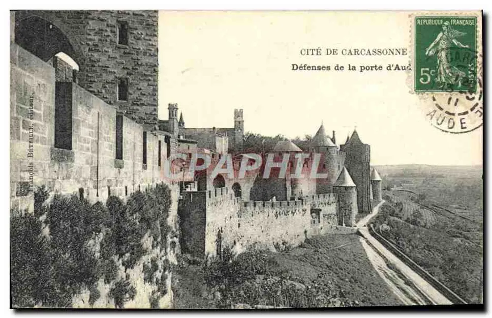 Cité de Carcassonne — Défenses de la porte d'Aude — éditeur : Françoise Battu, éd. à Carcassonne - Vorderseite