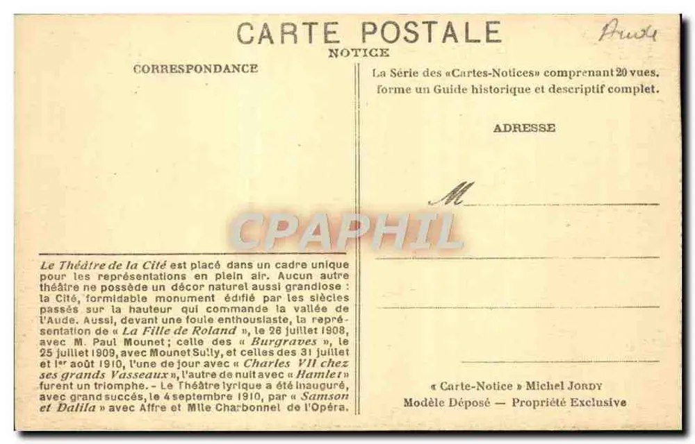 Théâtre de la Cité — Carcassonne — Michel Jordy, n°19 - Rückseite