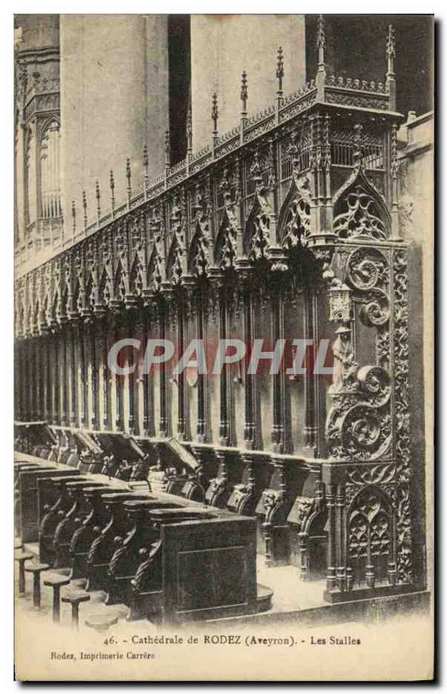 Catedral de RODEZ (Aveyron) — As Stalles — Imprimerie Carrère, n°46 - Frente