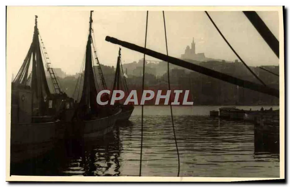 Porto de pesca — visão de barcos a vela — editor desconhecido - Frente